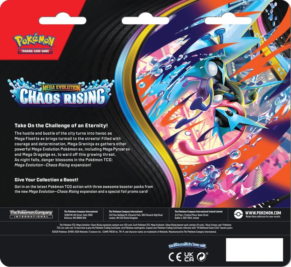 Pokémon Trading Card Game Mega Evolutions Chaos Rising 3-Pack Blister